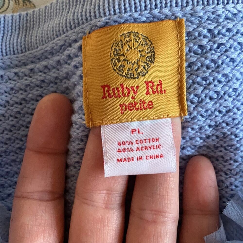 NWT Ruby Rd. Light Blue Cardigan, Size LP - Picture 7 of 9